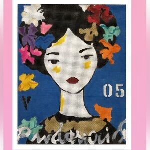 Hand painted Needlepoint Canvas 13 mesh 05 Blue Lady Vladimir’s Lady